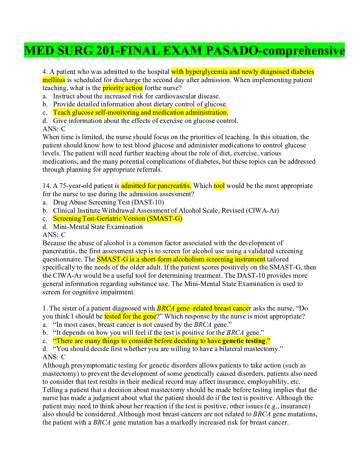 Preview image for MED SURG 201-FINAL EXAM PASADO-comprehensive